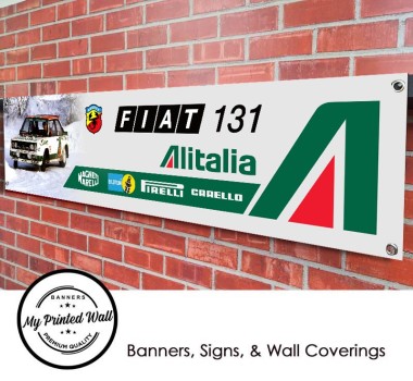 Fiat Abarth 131 Rally Car Garage PVC Banner