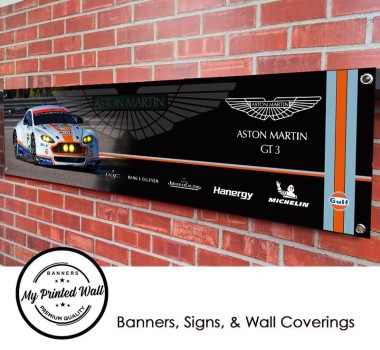 Aston Martin Gulf Racing GT3 Team Garage PVC Banner