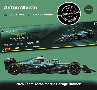 Aston Martin 2025 F1 Team Garage PVC Banner