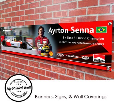 Ayrton Senna Commemorative F1 Team Garage PVC Banner