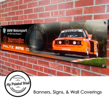 BMW 320i Turbo E21 Group 5 Jägermeister DRM Garage PVC Banner