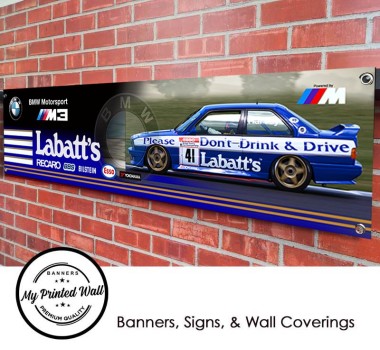 BMW e30 M3 Labatt's Touring Car Garage PVC Banner