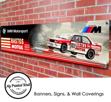 BMW e30 M3 BASTOS Rally Car PVC Banner