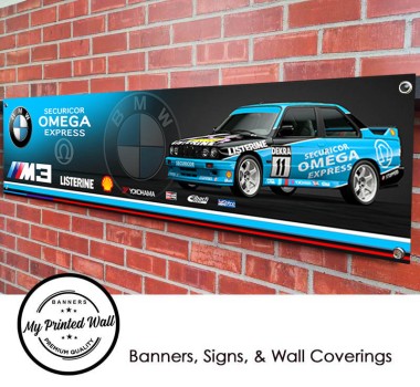 BMW e30 M3 Omega Touring Car Garage PVC Banner