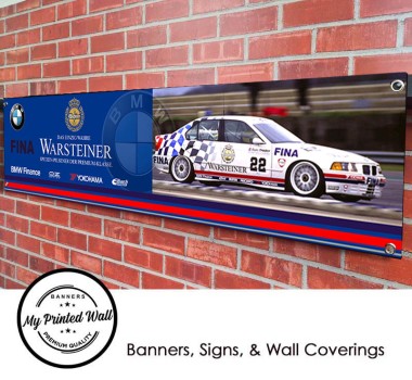 BMW e36 318 Touring Car Garage PVC Banner