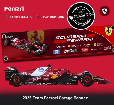 Ferarri 2025 F1 Team Garage PVC Banner