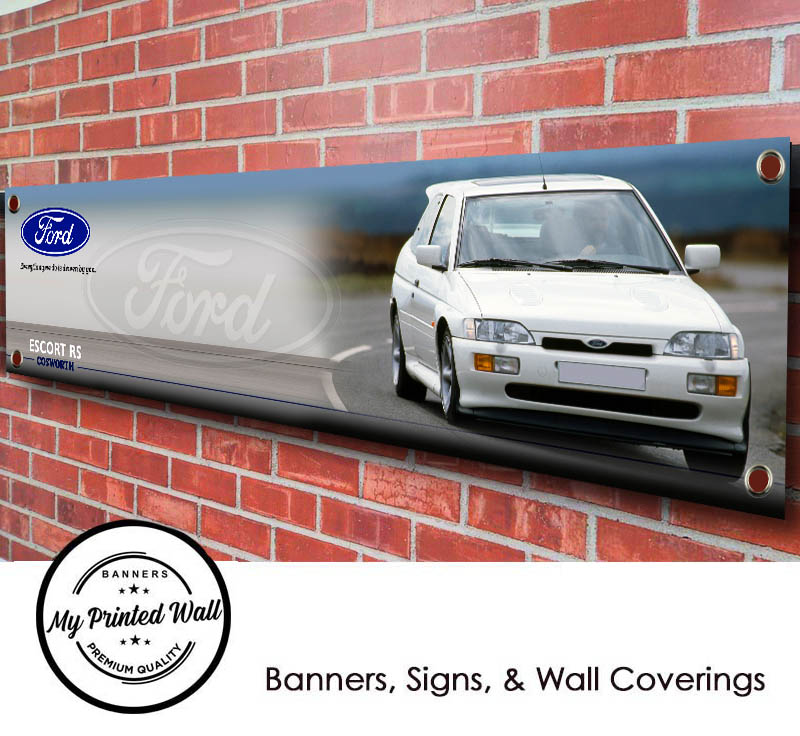 Ford Escort RS Cosworth (white) Garage PVC Banner