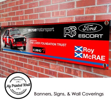 Ford Escort Mk2 Colin McRae Rally Car Garage PVC Banner