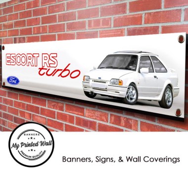 Ford Escort RS Turbo MK4 (white) Garage PVC Banner