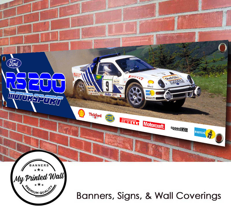Ford RS200 Group B WRC Rally Car PVC Banner