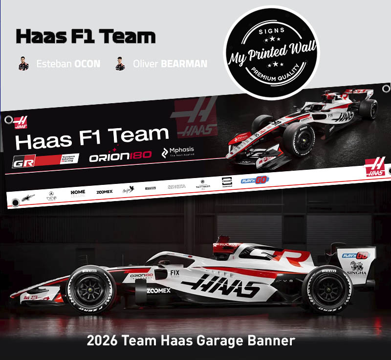Haas 2026 F1 Team Garage PVC Banner