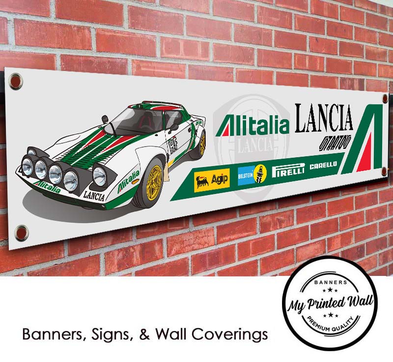 Lancia Stratos Rally Car PVC Banner for Garage, Workshop etc