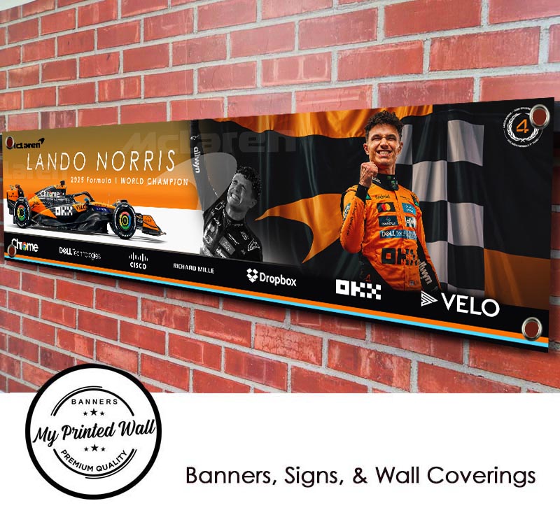 Lando Norris 2025 F1 World Champion PVC Banner