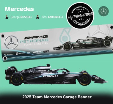 Mercedes 2025 F1 Team Garage PVC Banner