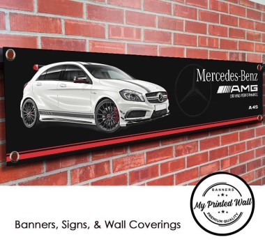 Mercedes-Benz A45 AMG (white) PVC Banner