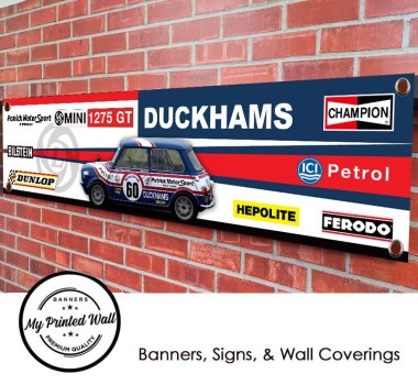 Mini 1275 GT Duckhams Touring Car Garage PVC Banner