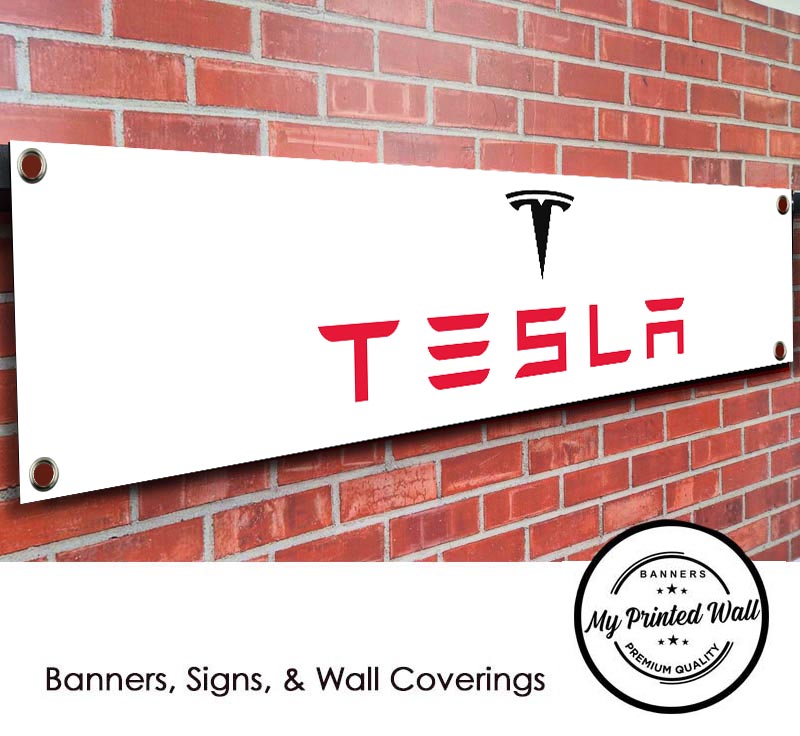 Tesla Logo Garage / Workshop PVC Banner