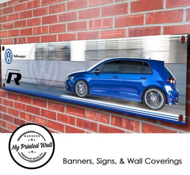 Volkswagen Golf R (blue) PVC Banner