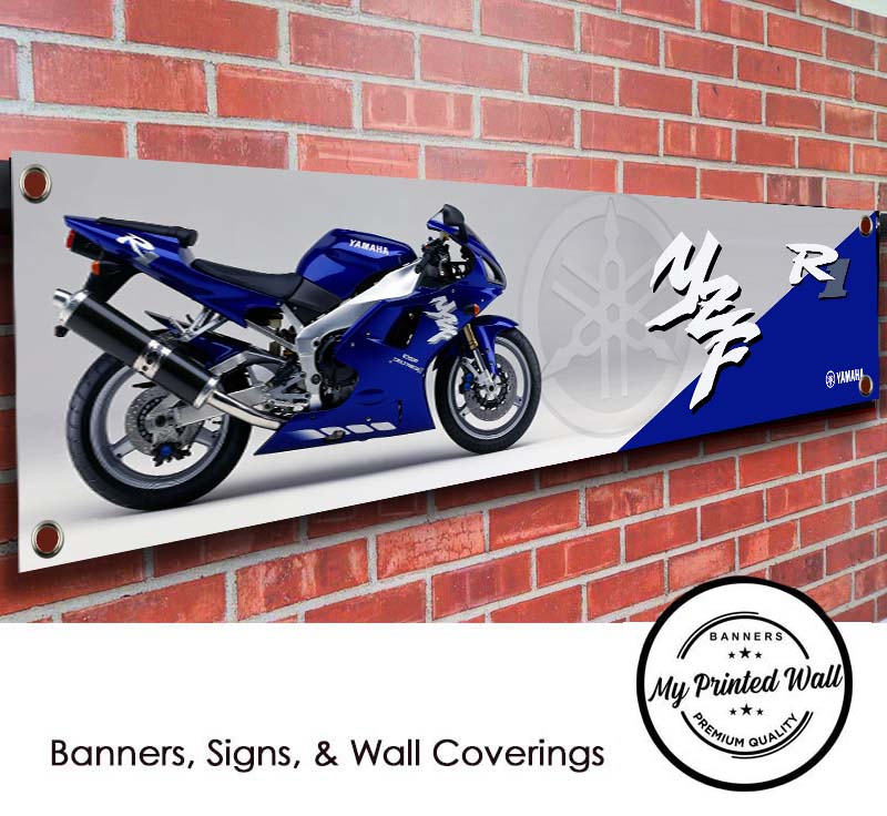 Yamaha YZF R1 (blue) Motorcycle PVC Banner 